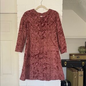 Vintage A-line Velvet Dress with 3/4 Sleeves